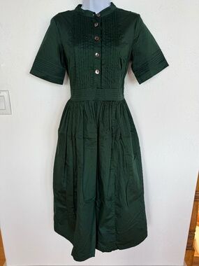 Eshakti Forest Green Vintage Midi Dress